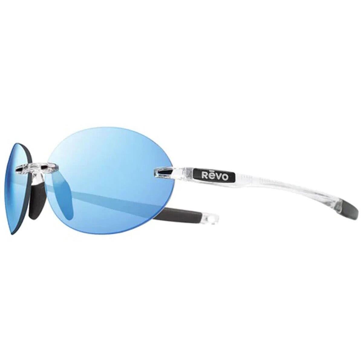 Revo Sunglasses Descend O RE1168 09BL Crystal Blue Water Polarized Lens 61mm - Clear Frame, Blue Lens