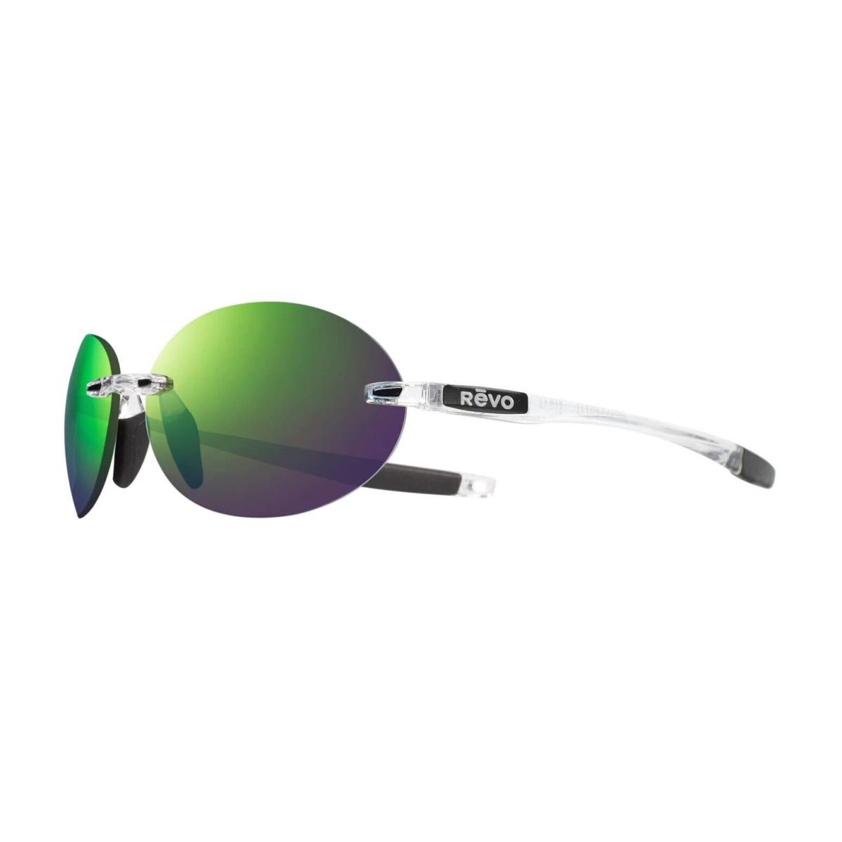 Revo Sunglasses Descend O RE1168 09GN Crystal Evergreen Polarized Lens 61mm - Clear Frame, Green Lens