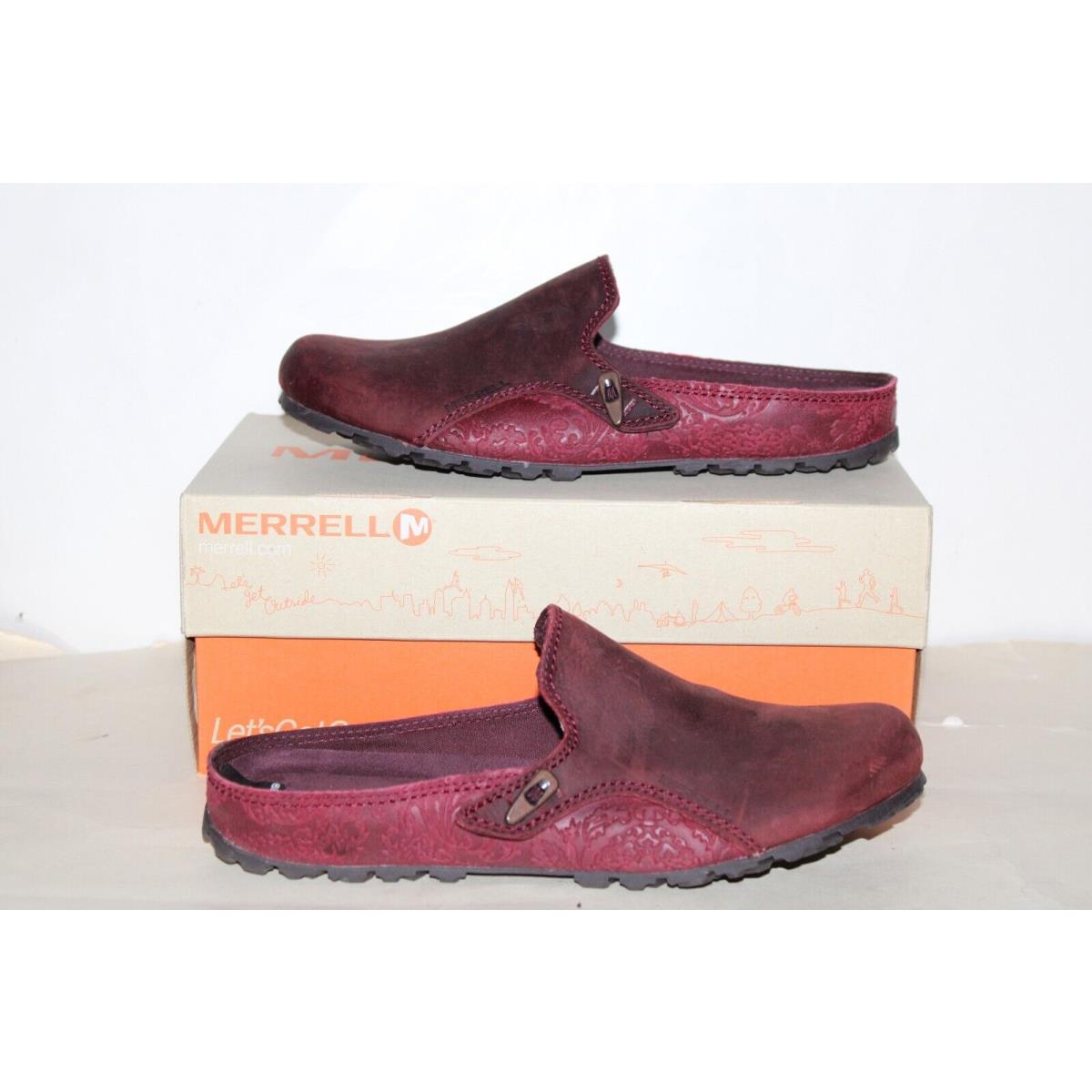 Merrell Haven Slide Women`s Burgundy Slip-on Clogs Mules Shoes US 10/EU 41