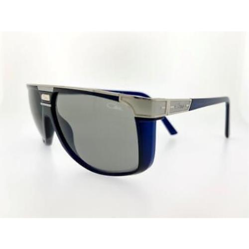 Cazal Sunglasses 673 002 61MM Silver Transparent Blue Frame Dark Grey Lenses
