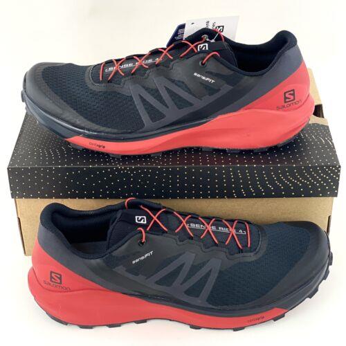 Salomon Sense Ride 4 Black Red Men`s Trail Running Shoes Size 13 Goji Berry