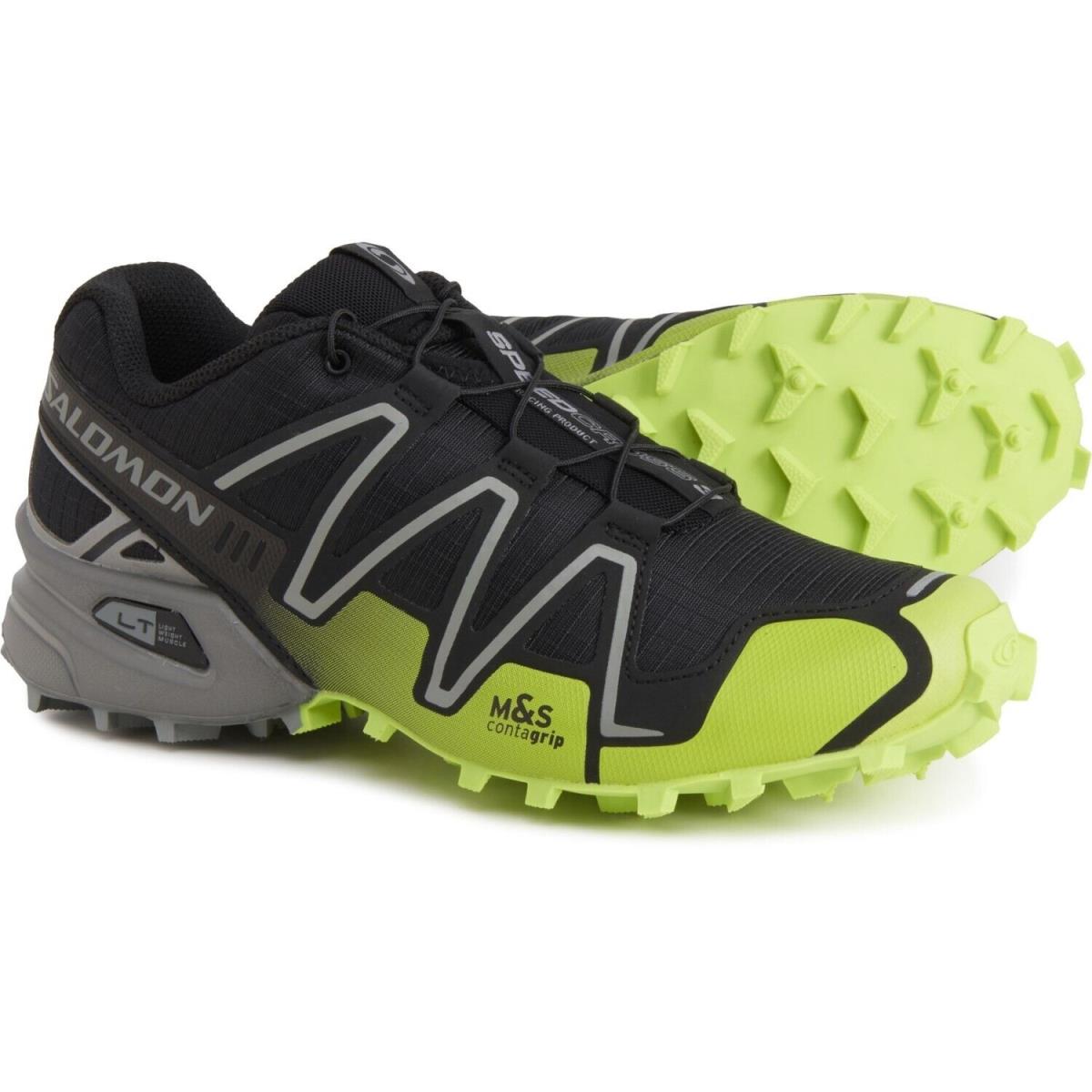Salomon Speedcross 3 Mens Trail Running / Hiking Shoes Black/lime Monument