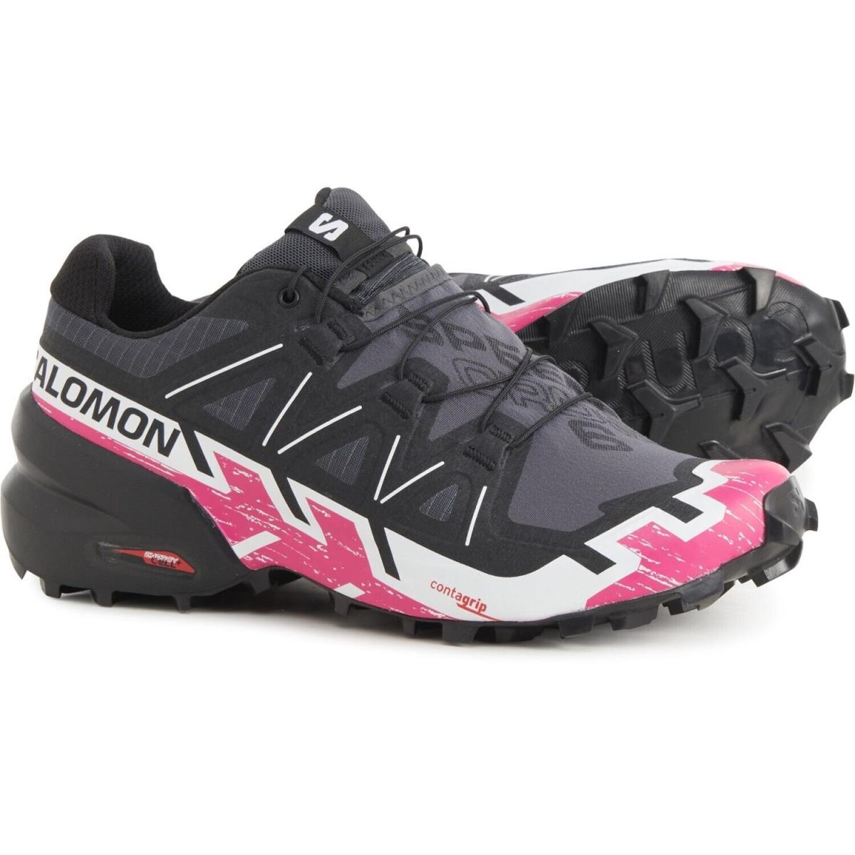Salomon Women`s Speedcross 6 Trail Running / Hiking Shoes - Ebony/White/Very Berry