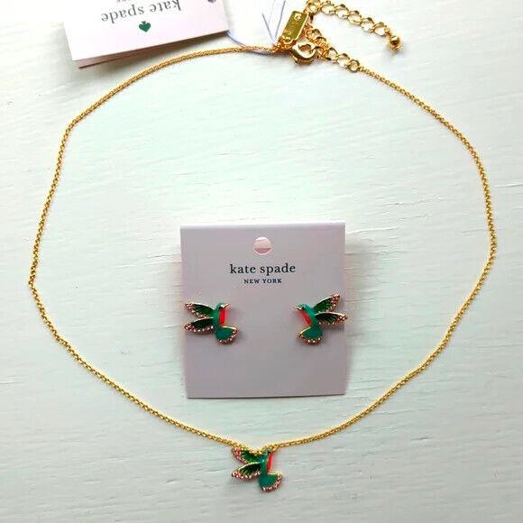Kate Spade Hummingbird Matching Earrings and Necklace Set