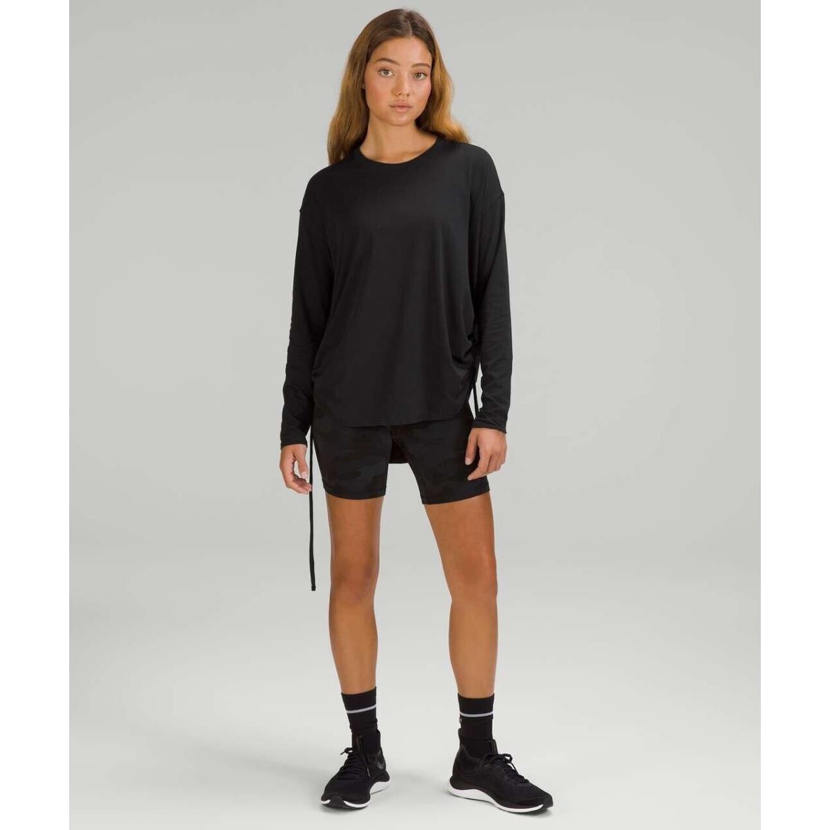 Lululemon Pima Cotton Side-cinch Long Sleeve Shirt Size 6 Black