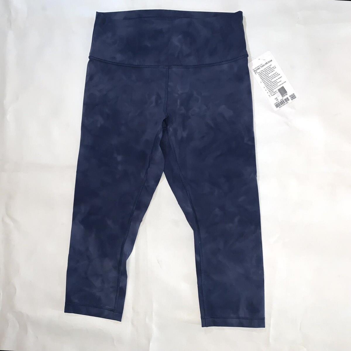 Lululemon Wunder Train HR Crop 21 L Sz 12 Diamond Shade Naval Blue Dsnb Tie Dye