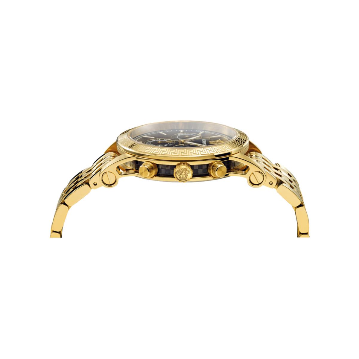 Versace Womens Sport Tech Ion Plated Yellow Gold 40mm Bracelet Fashion Watch - Dial: Black, Band: Gold, Bezel: Black