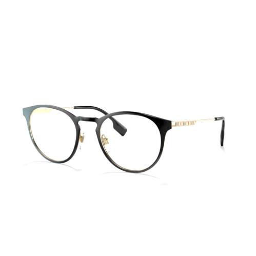 Burberry Men`s Eyeglasses Clear Lens Black Metal Round Shape Frame BE1360 1017