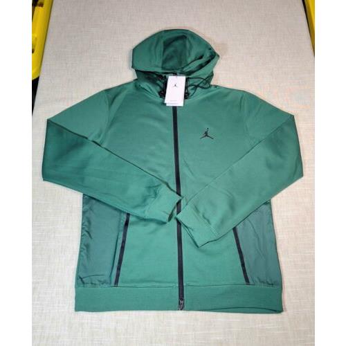 Nike Air Jordan Jacket Hoodie Medium Mens Green Black Full Zip Statement Fleece