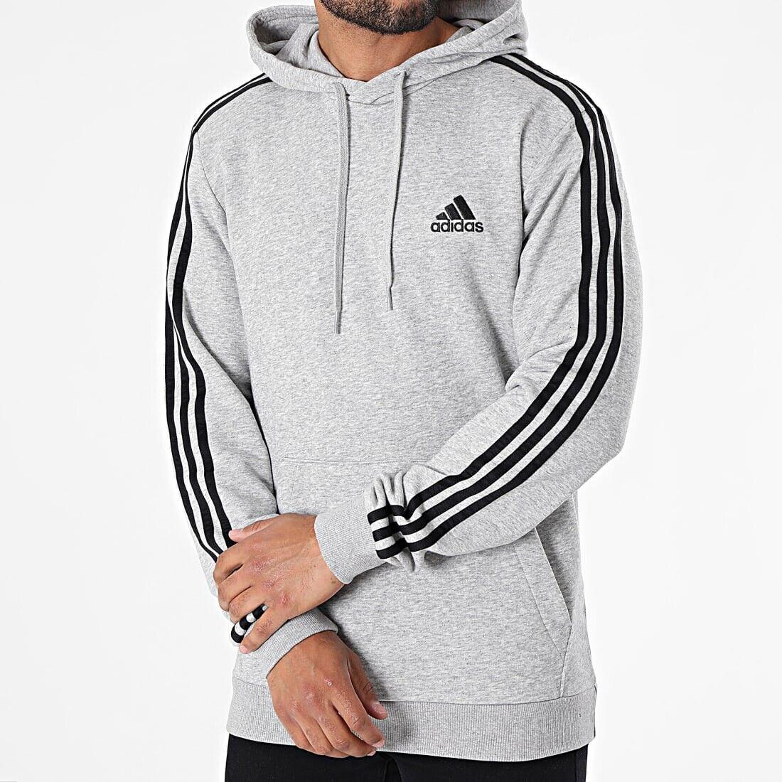 Adidas Mens 3-stripe Jogger Set Tapered Pants and Hoodie Tracksuit Gray Size 2XL