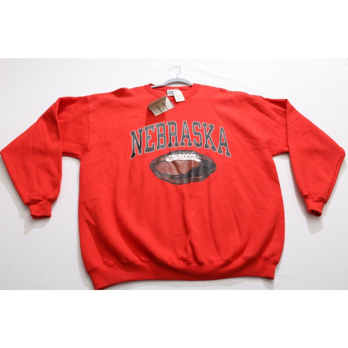 Vtg 90s Adidas Nebraska Huskers Football Sweatshirt Mens 2XL Xxl Red Usa