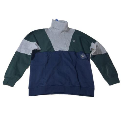 Adidas Men Originals Polo Neck Sweat Sz L Shirts Grey/khaki FM2208