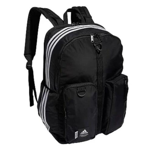 Adidas Iconic 3 Stripe Backpack Full Size 18.5 In. Black White Fits Laptop