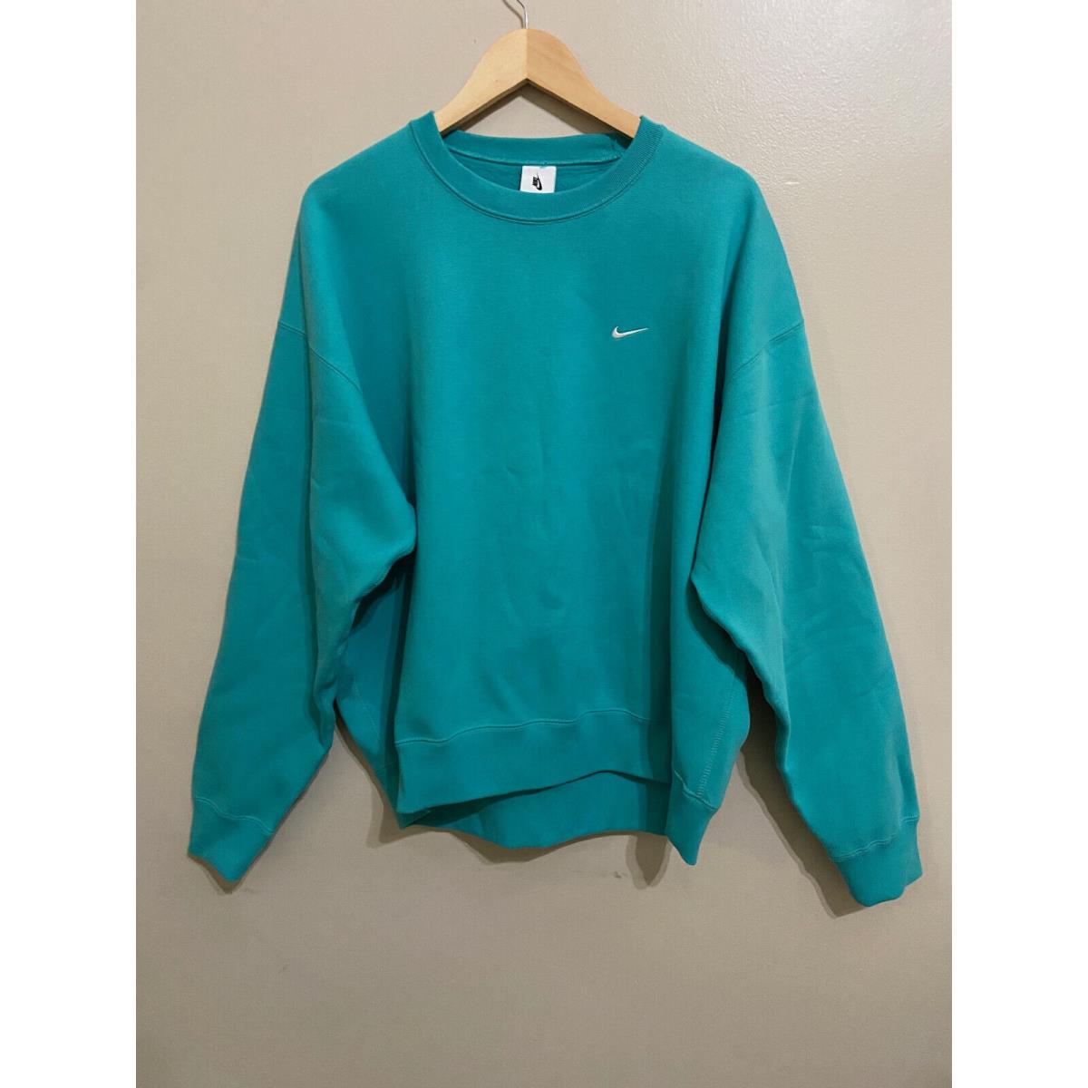 Nike Nikelab Nrg Solo Swoosh Fleece Crewneck Washed Teal CV0554-393 Size L