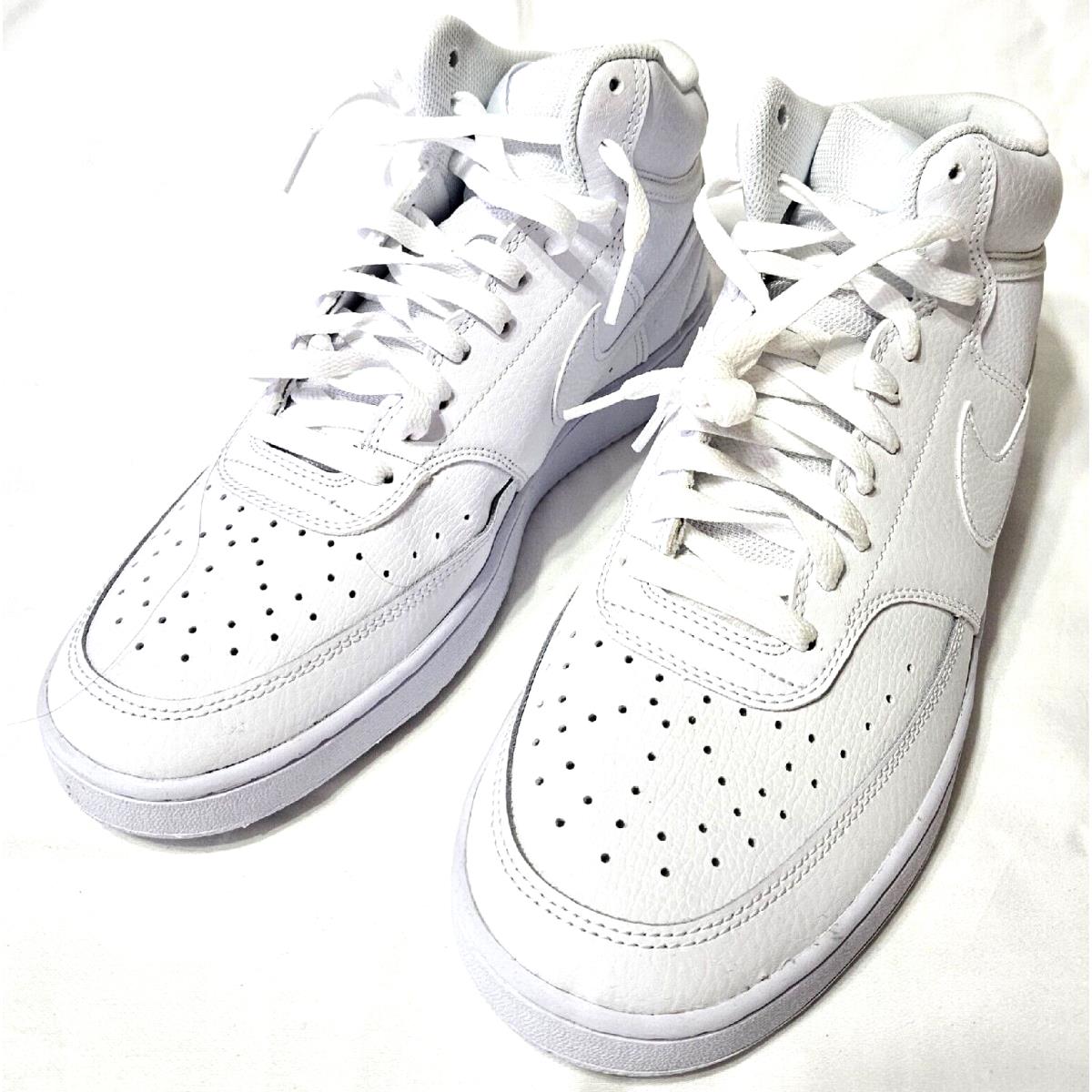 Nike Men Court Vision Mid White White Basketball Shoes Broken Box