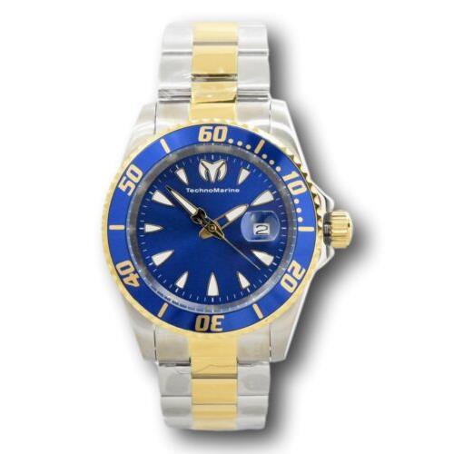 Technomarine Sea Manta Men`s 42mm Blue Gold 200M Quartz Watch TM-220098 - Dial: Blue, Band: Gold, Bezel: Blue