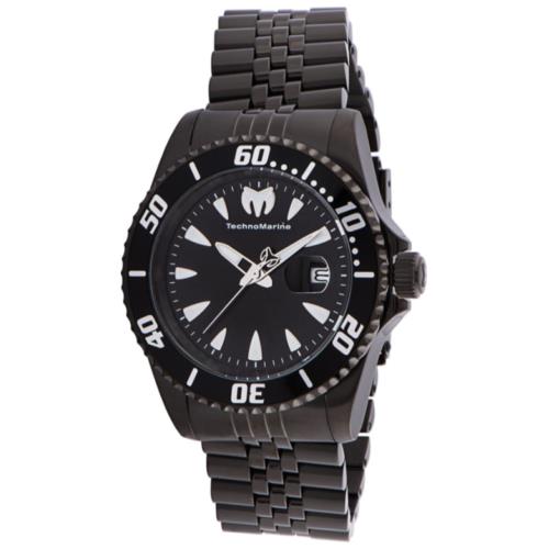 Technomarine Sea Manta Men`s 42mm Triple Black 200M Quartz Watch TM-220089 - Dial: Black, Band: Black, Bezel: Black