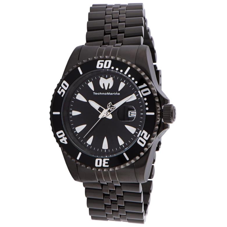 Technomarine Sea Manta Men`s 42mm Triple Black 200M Quartz Watch TM-220089 - Dial: Black, Band: Black, Gunmetal, Bezel: Black