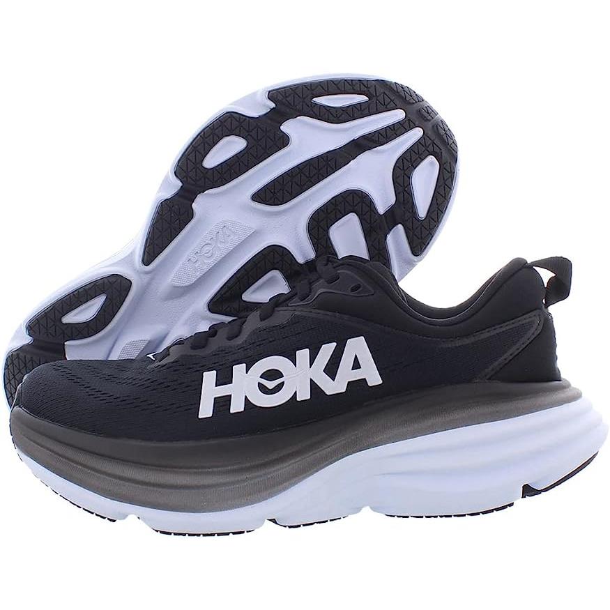 Hoka One Bondi 8 Womens Running Shoes - Black/white Black/White