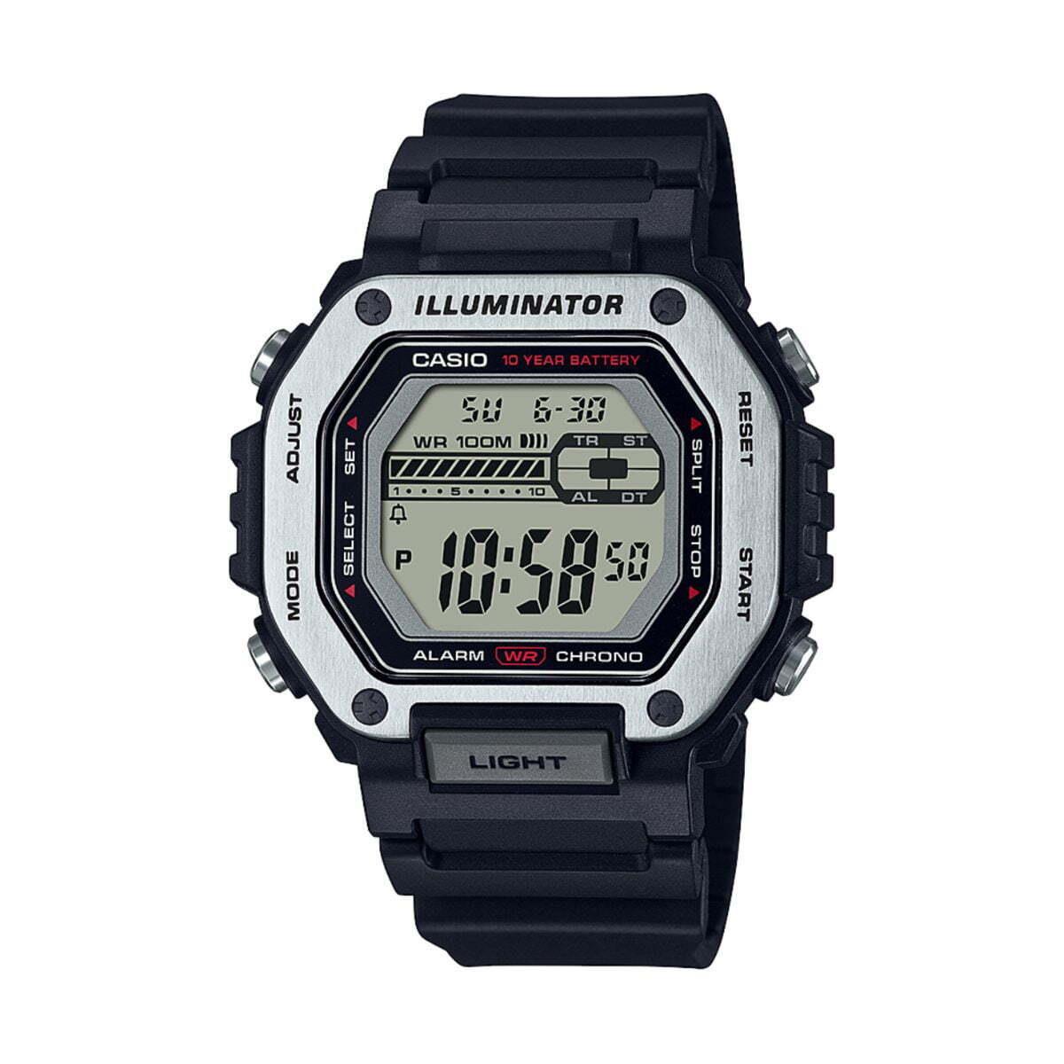 Casio MWD110H-1AV Men`s Illuminator Digital Silver Black Resin Watch