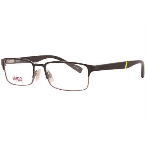 Hugo Boss HG-0136 Rzz Eyeglasses Men`s Matte Black/dark Ruthenium Optical Frame