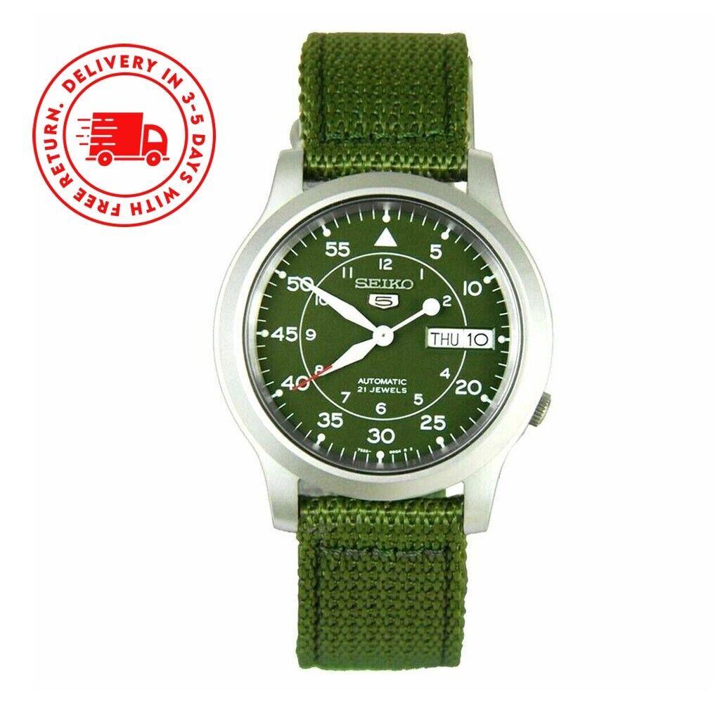 Seiko 5 Sports Military Automatic Green Dial Band SNK805K2 Men`s Watch Case 37mm