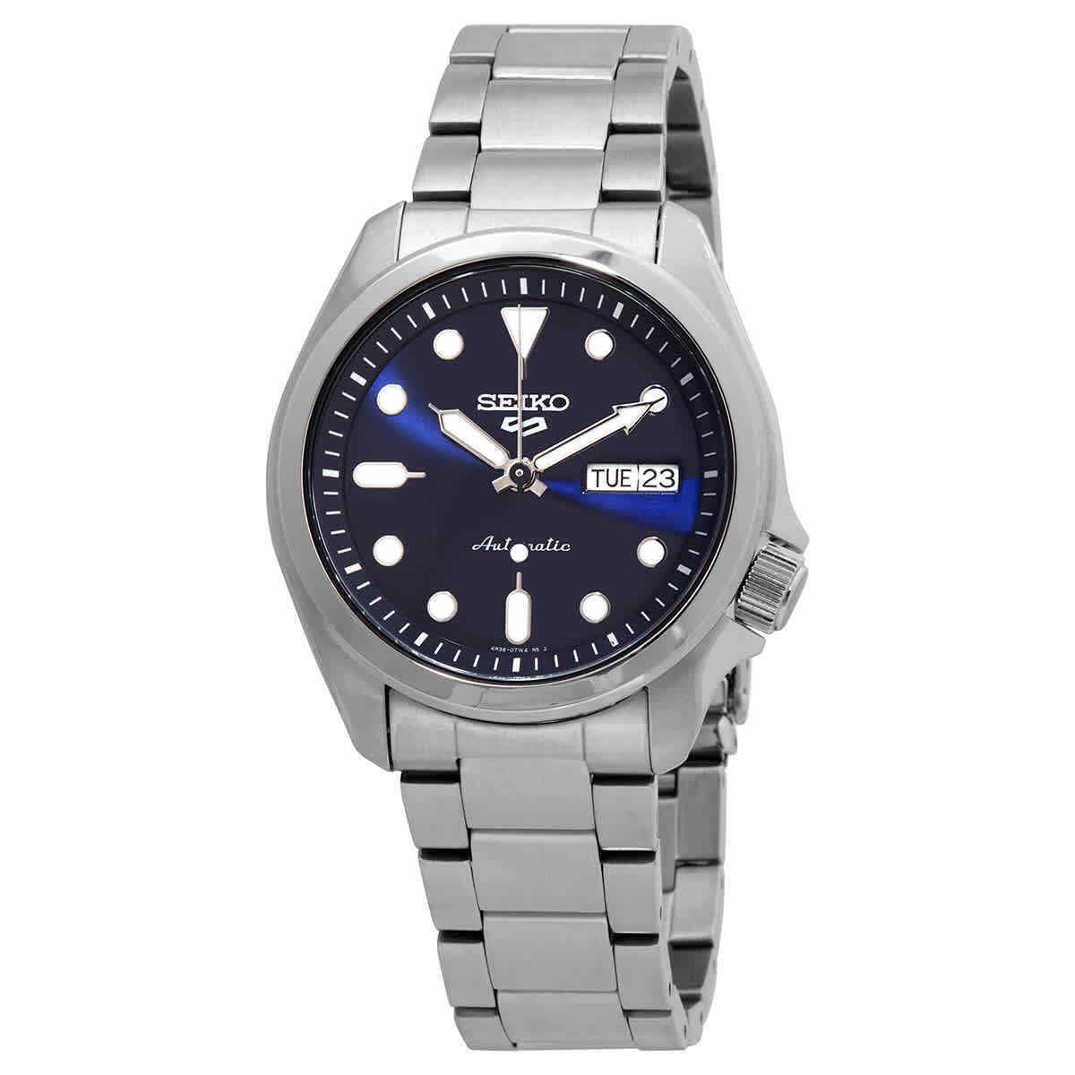 Seiko 5 Sports Automatic Blue Dial Men`s Watch SRPE53K1 - Dial: Blue, Band: Silver, Bezel: Silver