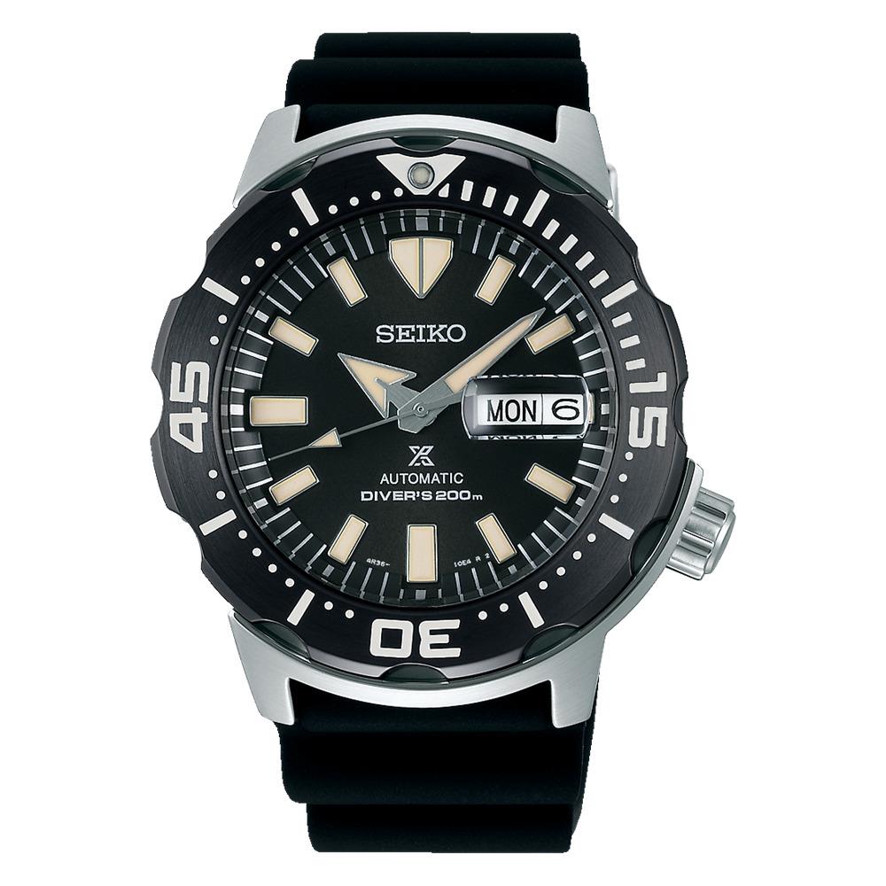 Seiko Prospex Automatic 42.4 mm Black Dial Black Silicone Strap Watch SRPD27