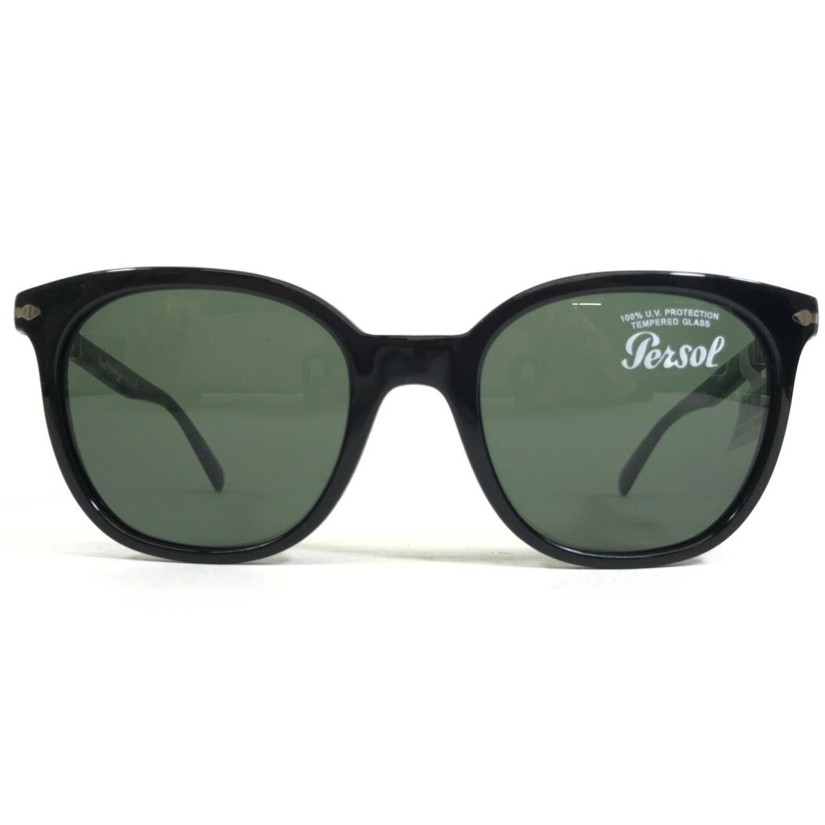 Persol Sunglasses 3216-S 95/31 Black Square Frames with Green Lenses 51-20-145