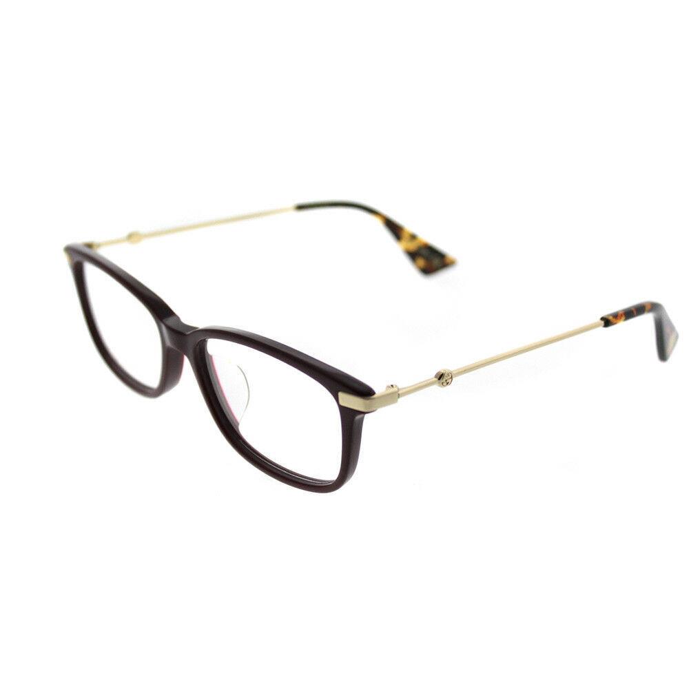 Gucci GG0112OA 005 Burgundy Gold Plastic Rectangle Eyeglasses 53mm