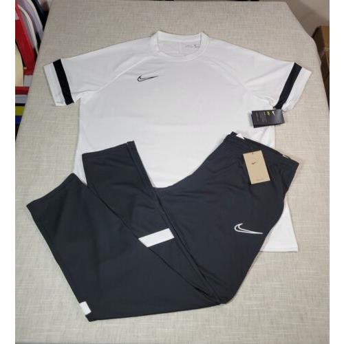 Nike Academy Soccer Jersey Shirt n Jogger Pants Set Black White Mens Size 2XL