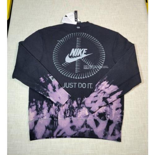 Nike Unity Sweatshirt Small Mens Black Swoosh Ombr Acid Wash Heavy Weight Terry