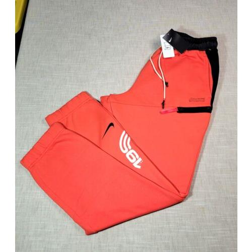 Nike x Kyrie Irving Jogger Pants Mens Tapered Fleece Basketball Orange Black XL