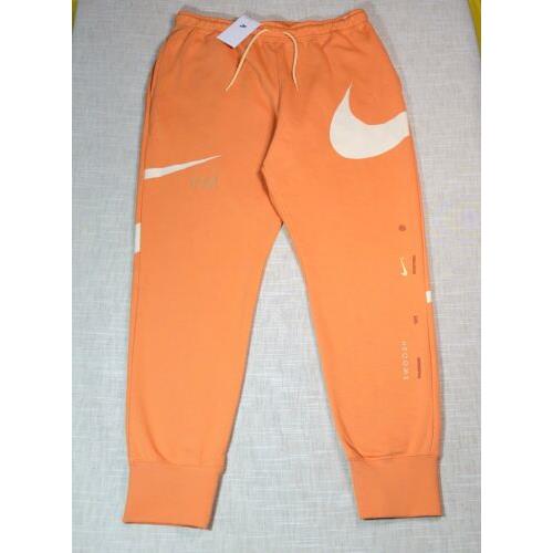 Nike Jogger Pants XL Mens Orange Cream Terry Fleece Tapered Big Swoosh Logo