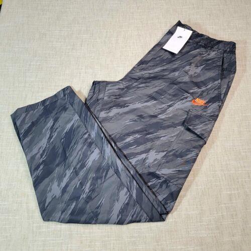 Nike Cargo Pants Utility Woven Unlined Tapered Camo Black Gray Orange Mens 2XL
