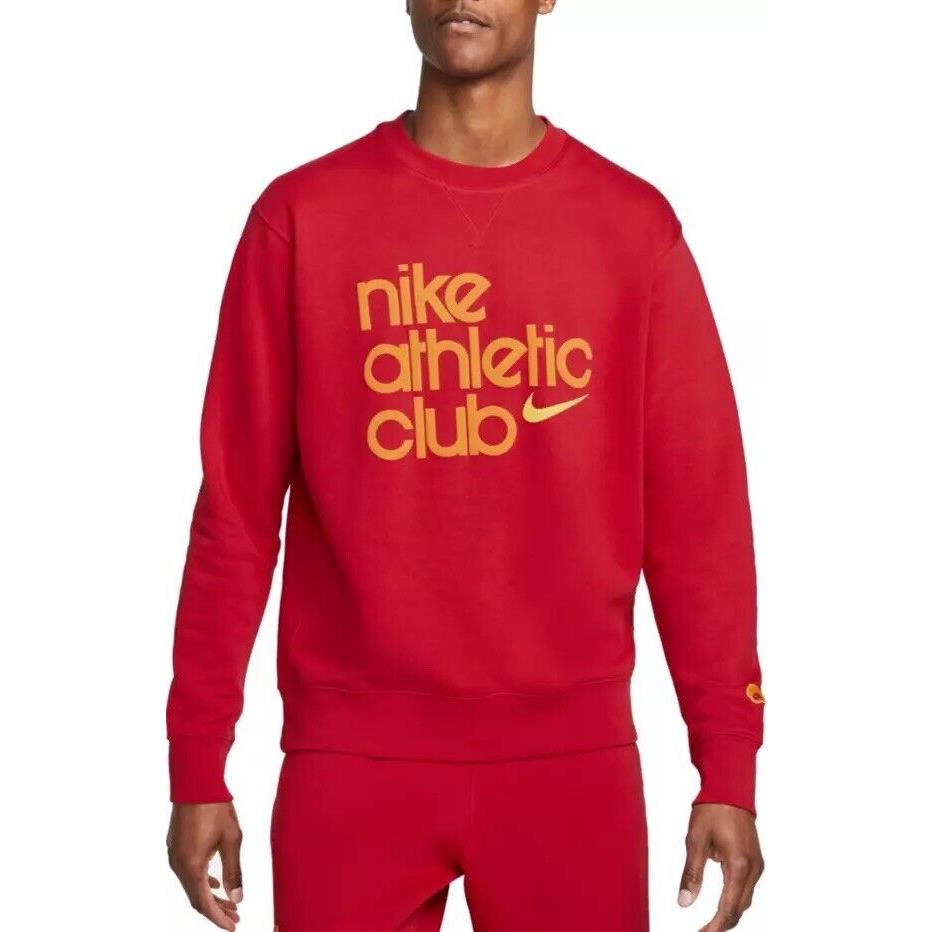 Nike Athletic Club Retro French Terry Shorts Sweatshirt Set Size Small Gym Red