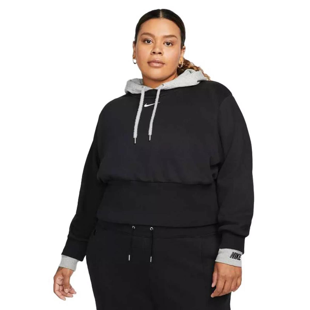 Nike Women`s Sportswear Icon Clash Fleece Hoodie Black /gray DM9211-063