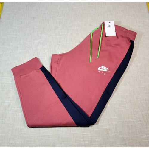 Nike Air Jogger Pants Size XL Mens Light Red Blue Fleece Color Block Tapered