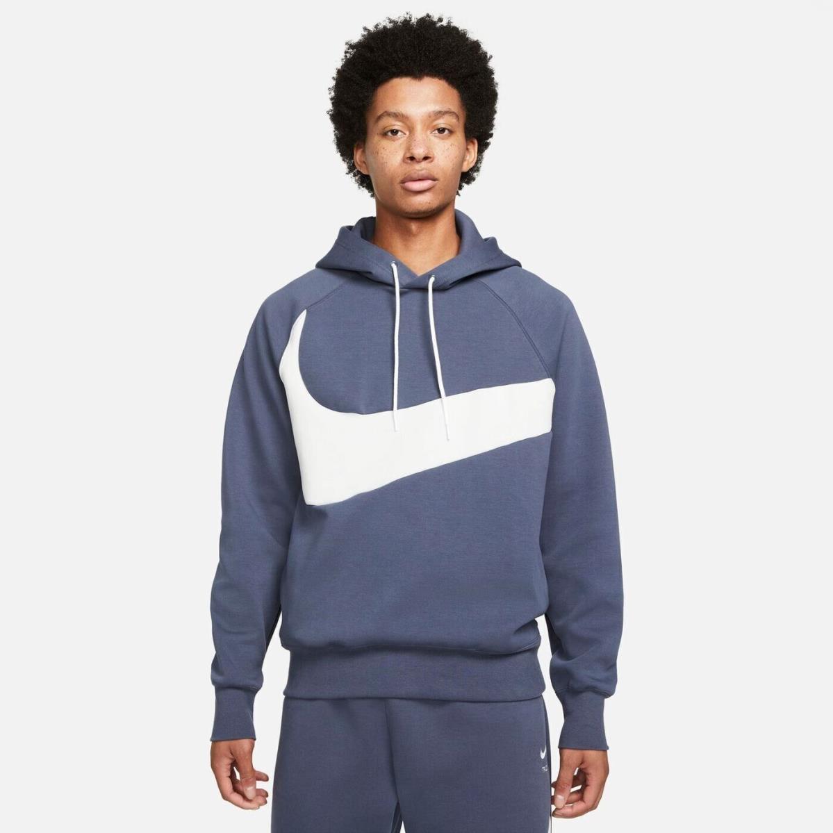 Nike Men`s Sportswear Swoosh Tech Fleece Pullover Thunder Blue Hoodie L