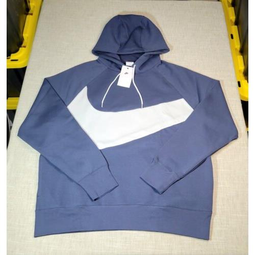 Nike Tech Fleece Hoodie XL Mens Blue White Big Swoosh Logo Sweatshirt Nsw