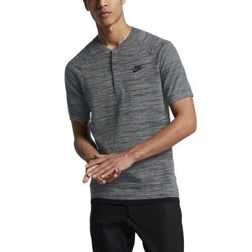 Nike Tech Knit Short Sleeve Shirt Grey/black Men`s Size XL 846409 091