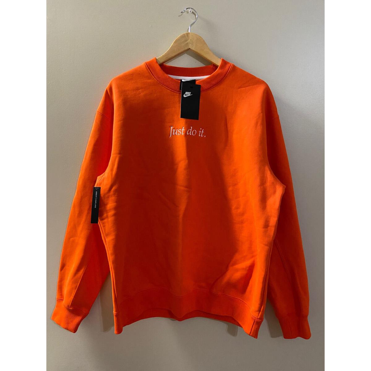 Nike Nsw Sportswear `just Do It` Heavyweight Crew Sweatshirt Orange M CD0414-891