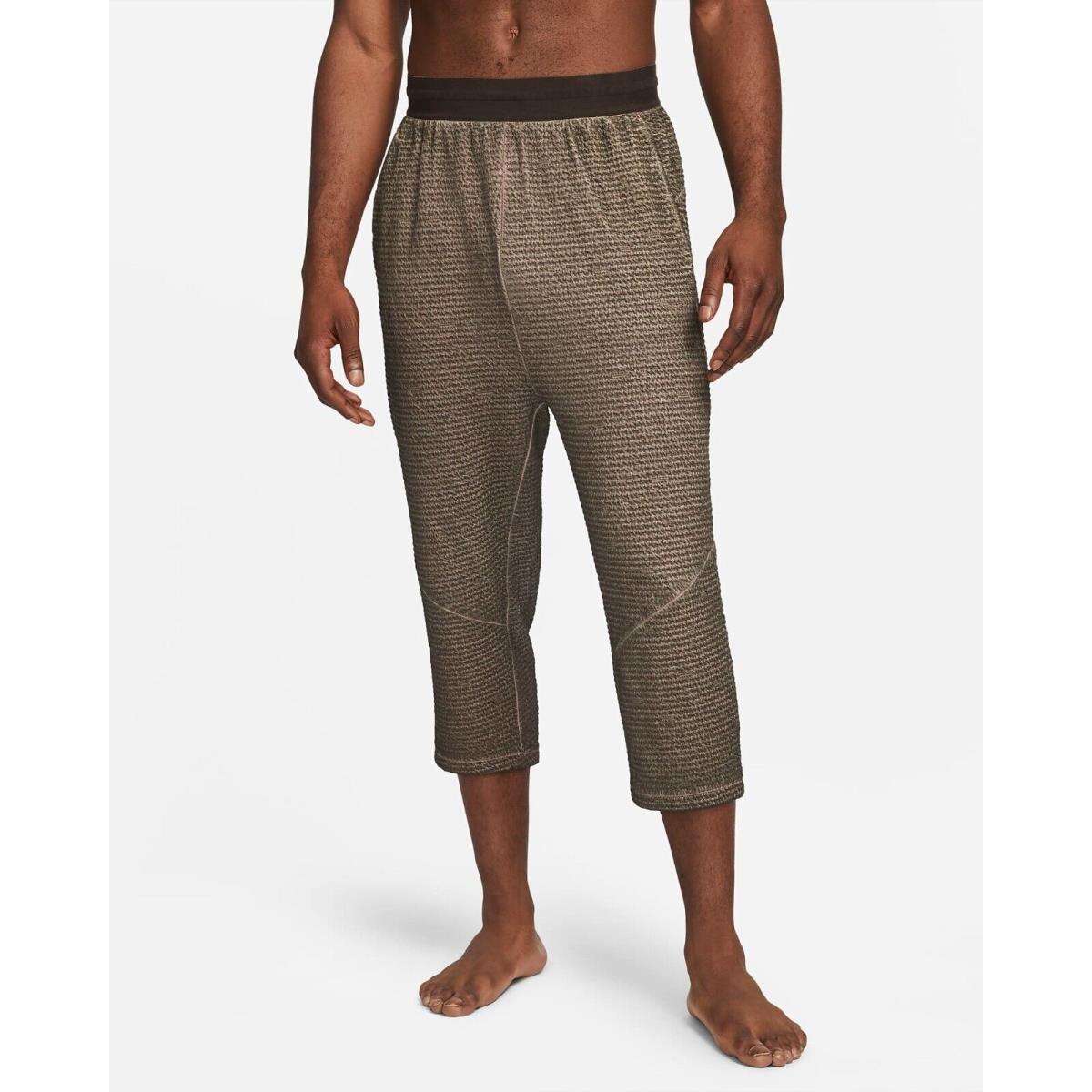 Nike Dri-fit Yoga Men`s 3/4 Length Cropped Pants Brown Joggers Xxl-tall
