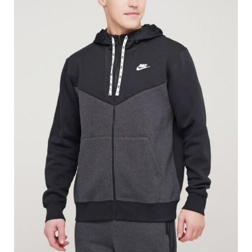Nike Sportswear Hybrid Fleece Full Zip Hoodie Mens Size Medium DC2557-010 Black