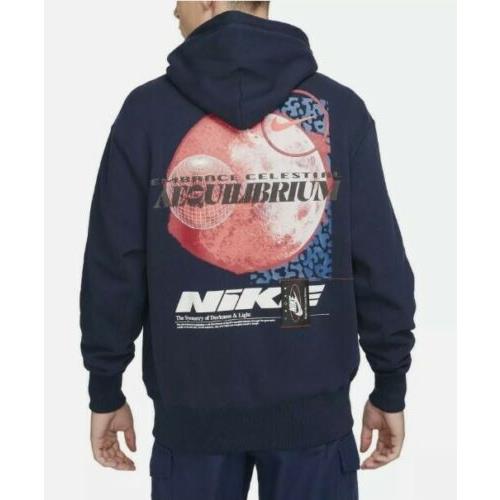 Nike Sportswear Cosmic Balance Pullover Hoodie Navy Men`s Sz Sm DO6189-451