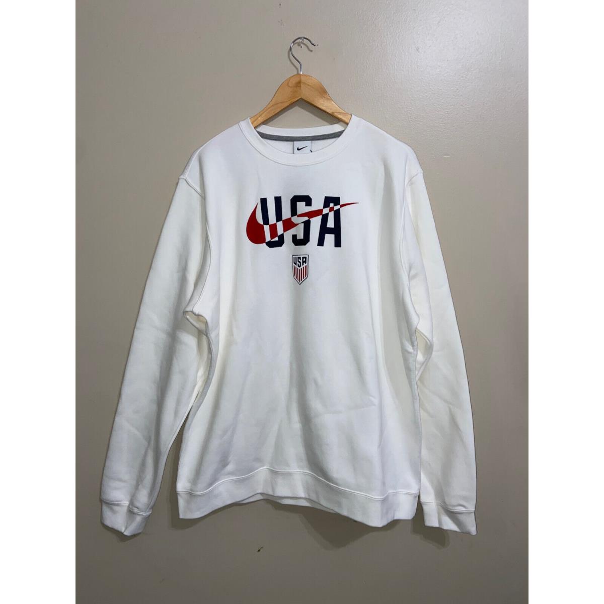 Nike Team Issue Team Usa Soccer Club Fleece Crew Sweatshirt White Mens XL