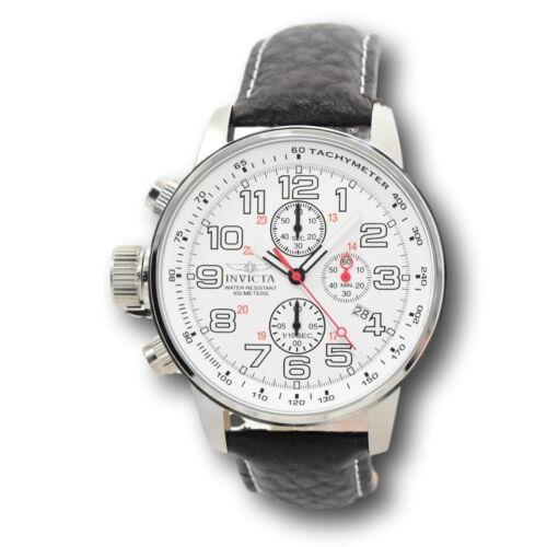 Invicta I-force Men`s 46mm White Dial Lefty Crown Chronograph Watch 2771 - Dial: Black, White, Band: Brown, Bezel: Silver