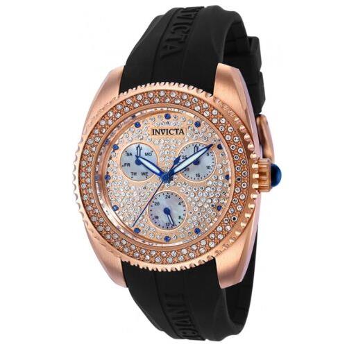 Invicta Angel Women`s 38mm Pave Crystal Dial Multifunction Rose Gold Watch 37412