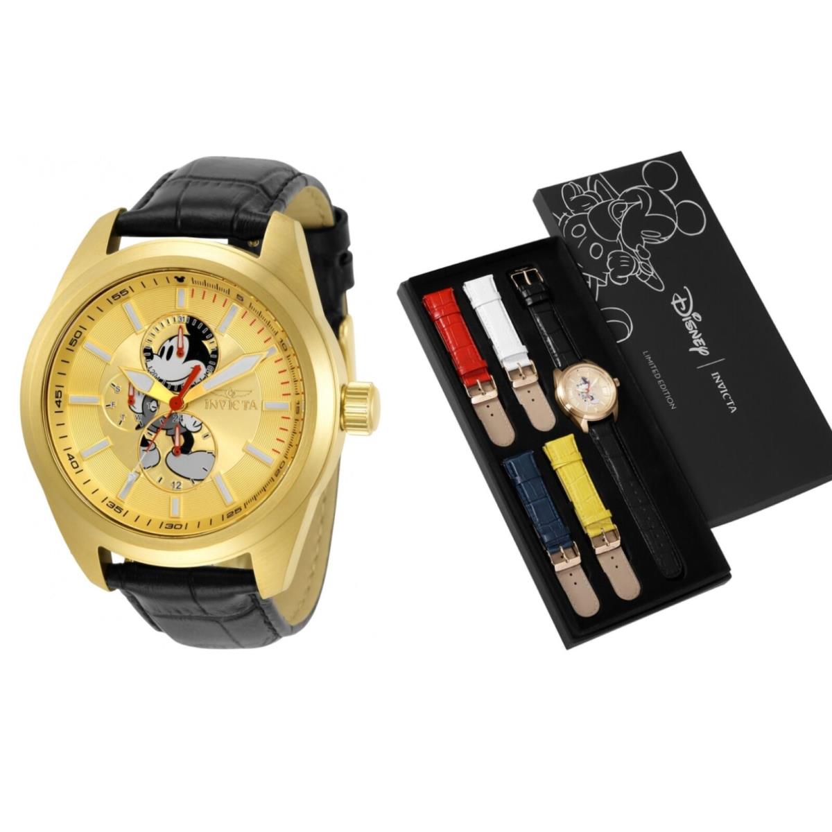 Invicta Disney Limited Edition Men`s 46mm Gold Mickey Watch Band Set 34090