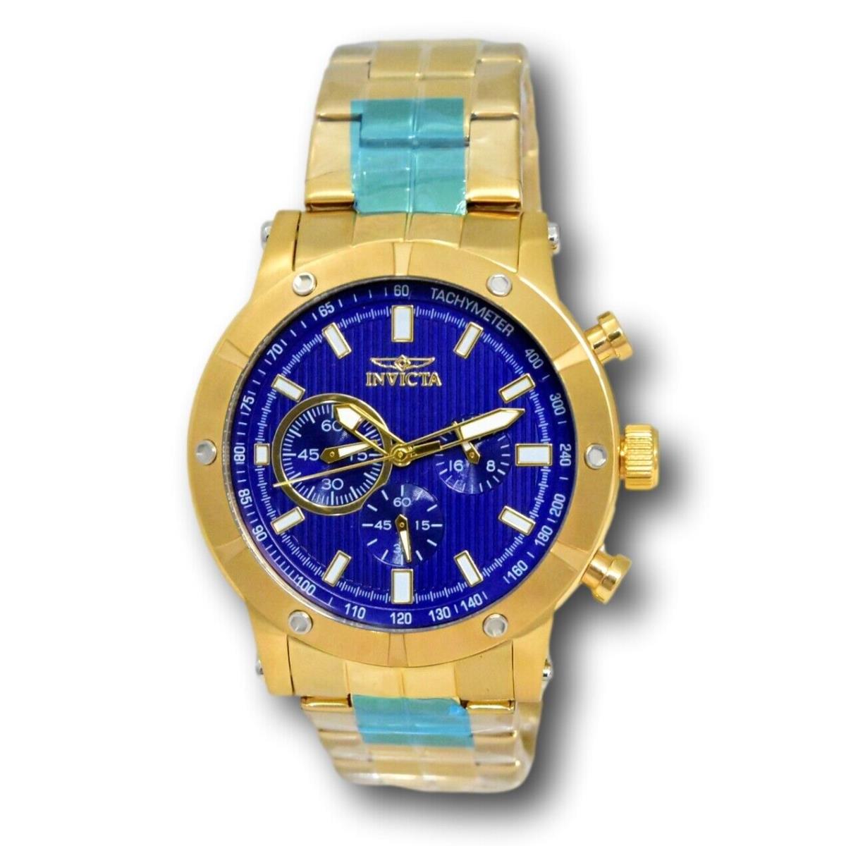 Invicta Men`s Specialty Chronograph Blue Dial Gold Stainless Steel Watch 18162